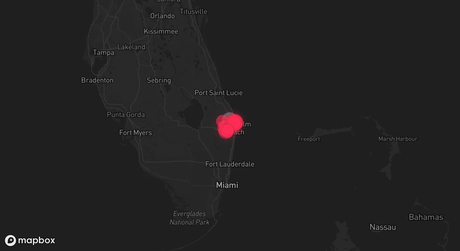 Storm map for the Jupiter, FL area