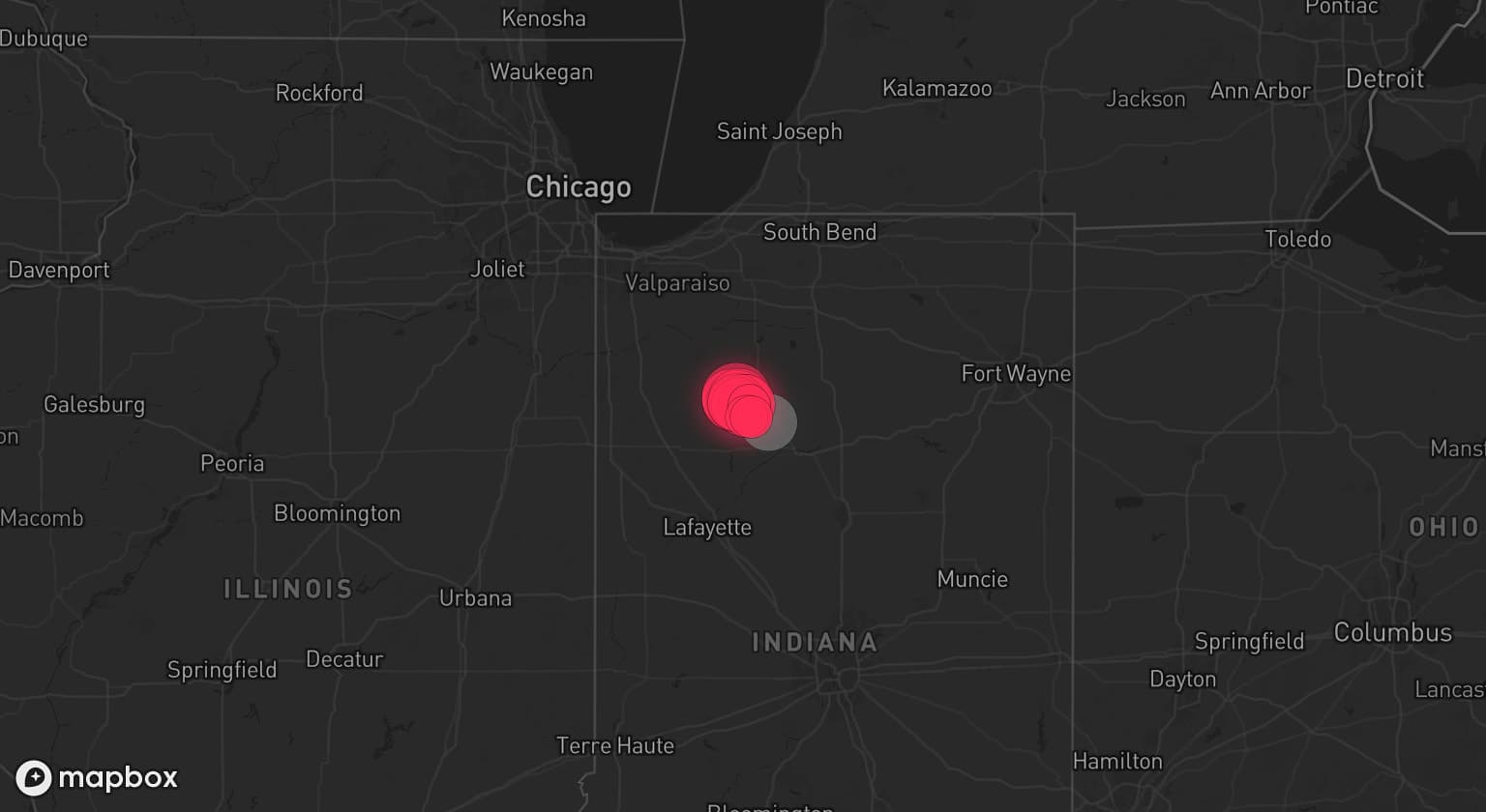 Storm map for the Cass County, IN area