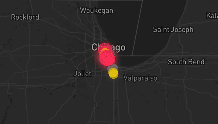 Storm map for 2 areas across Illinois