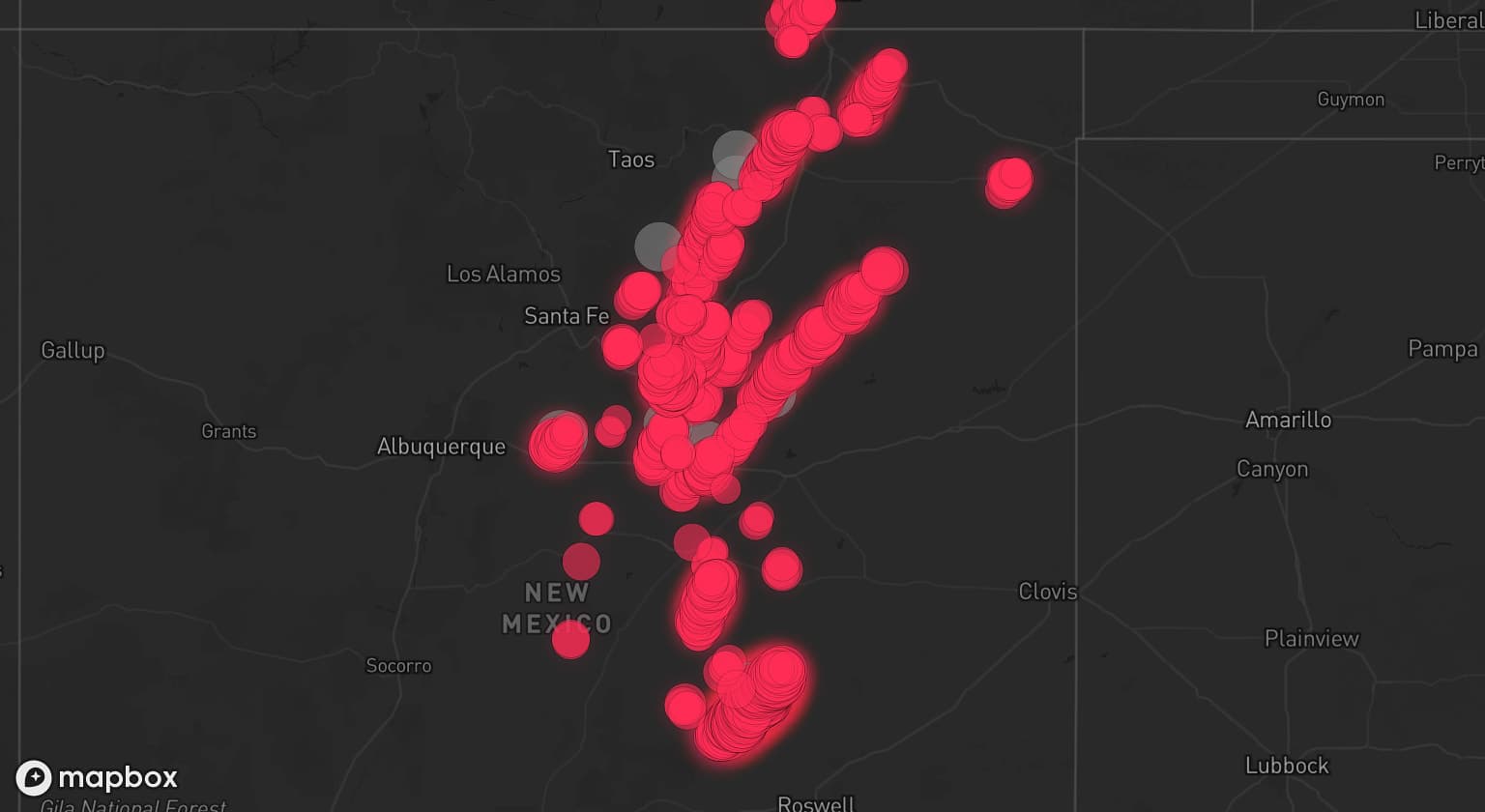 Storm map for 7 areas across New Mexico