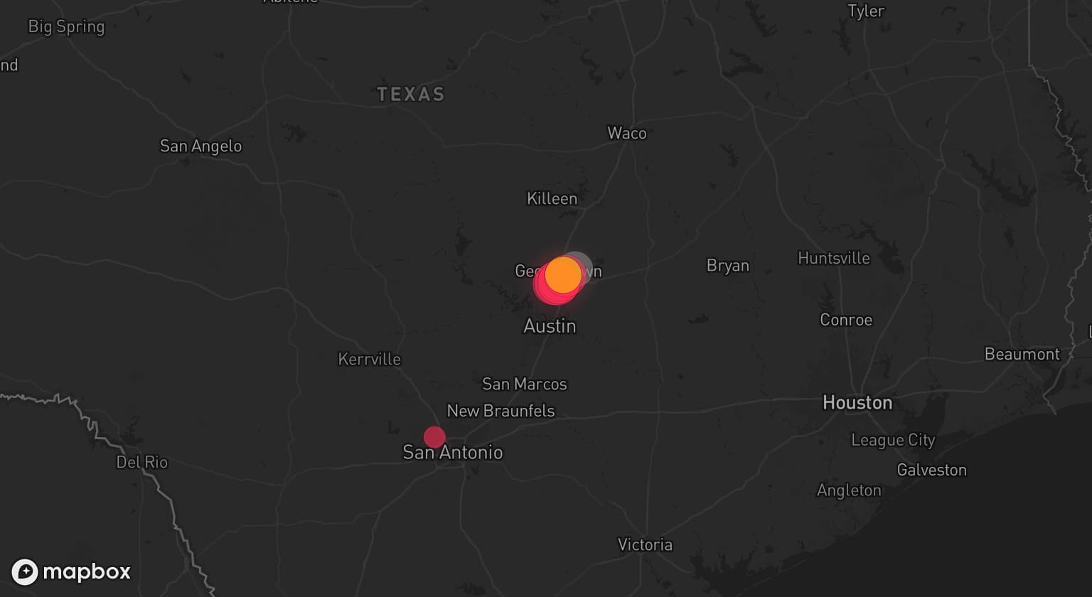 Storm map for the Georgetown, TX area