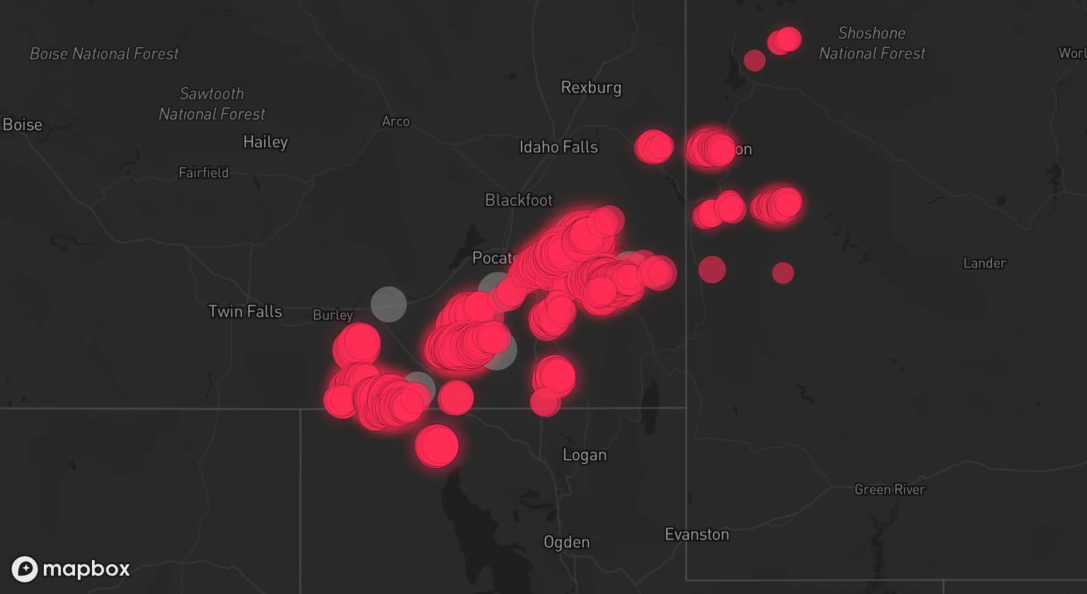 Storm map for 5 areas across Idaho