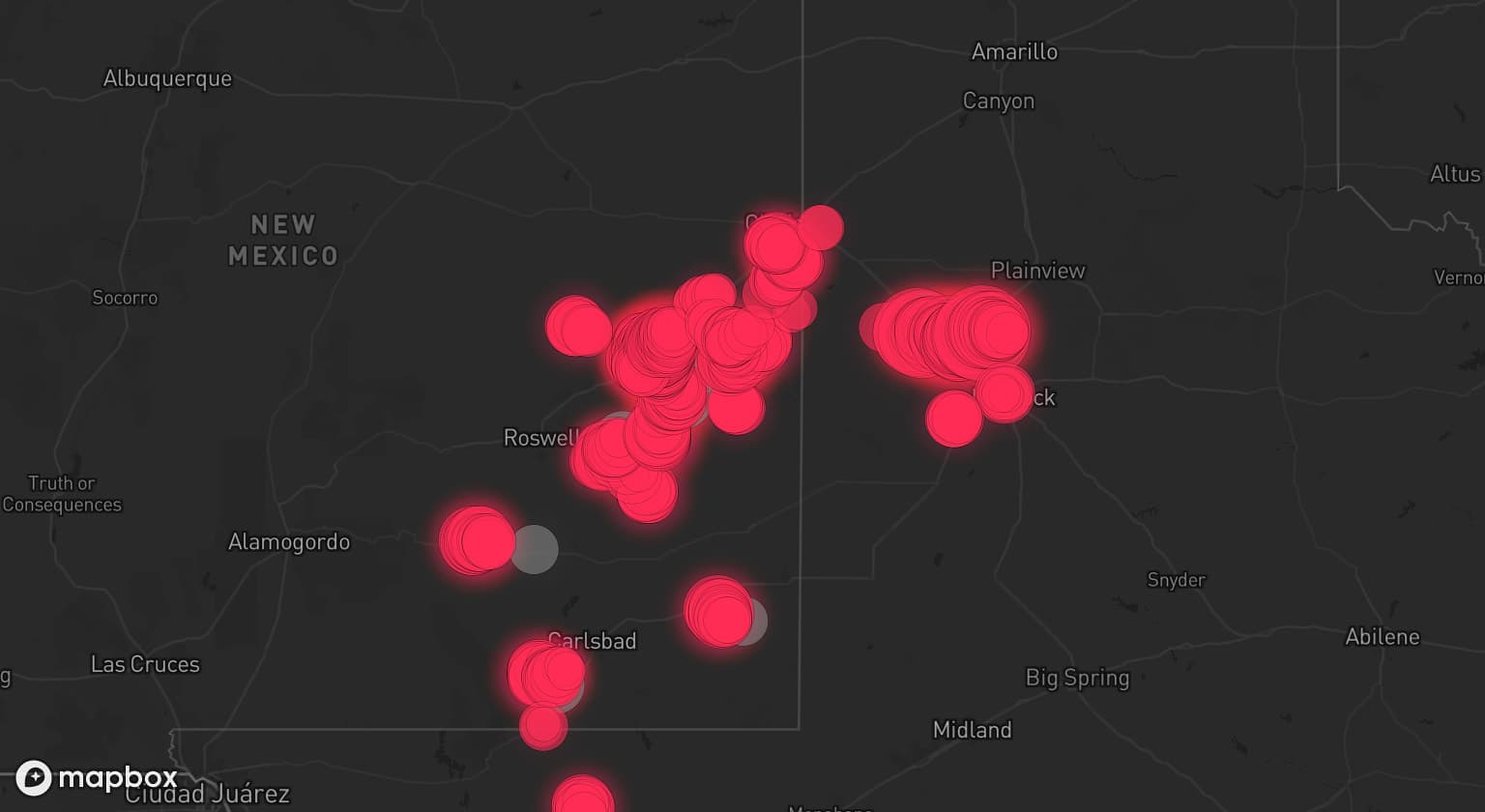 Storm map for 7 areas across New Mexico and Texas