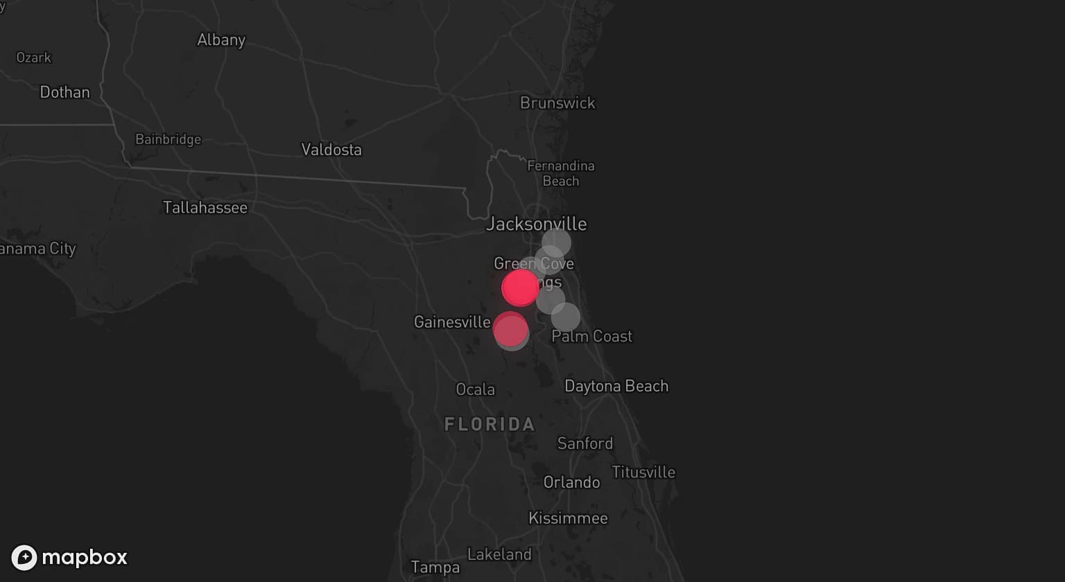 Storm map for 6 areas across Florida
