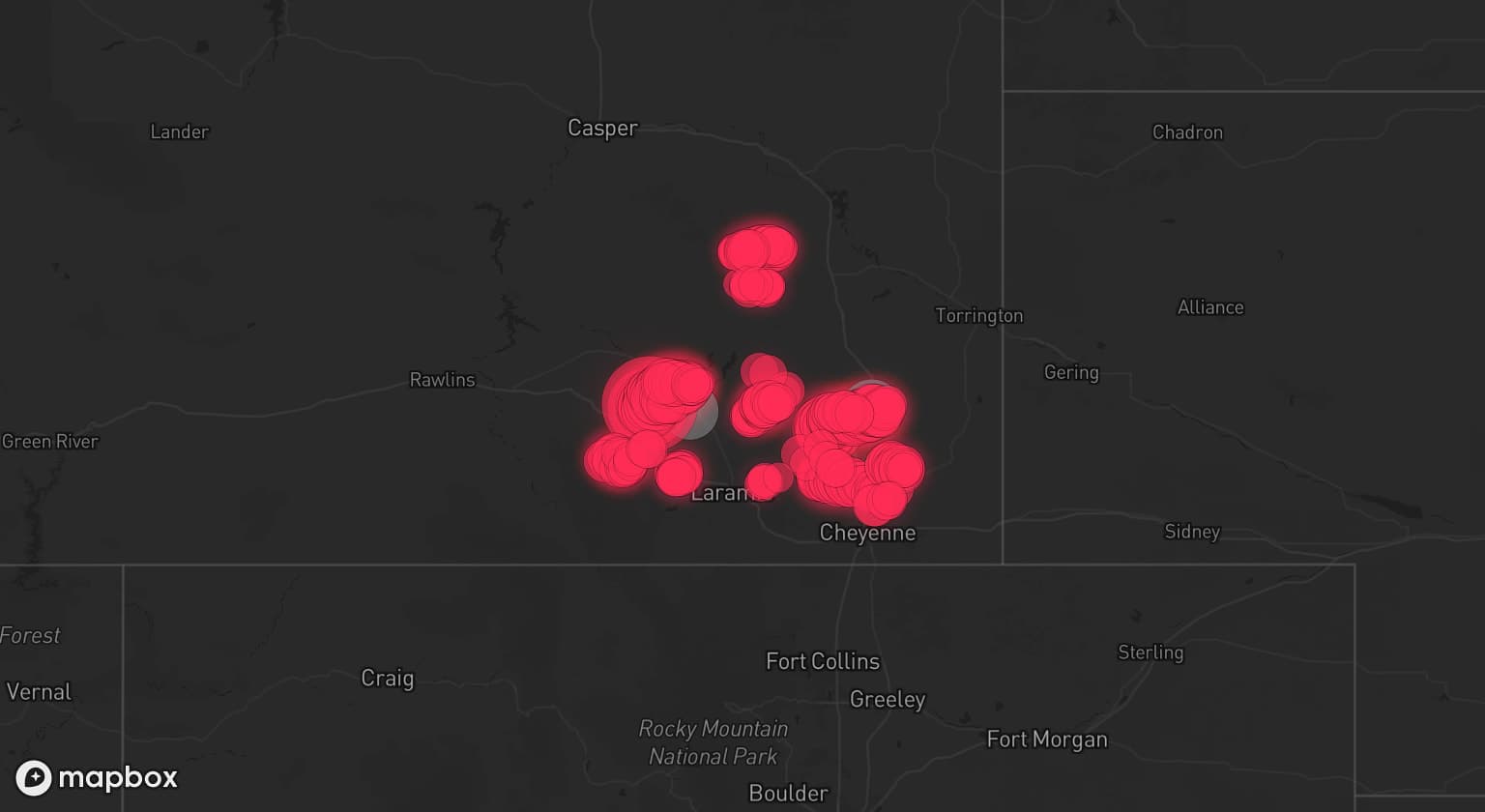 Storm map for 3 areas across Wyoming