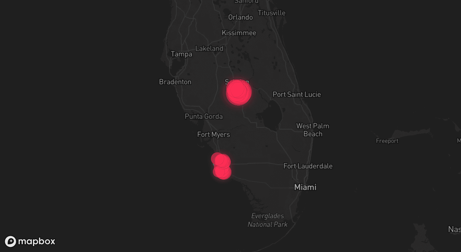 Storm map for 2 areas across Florida