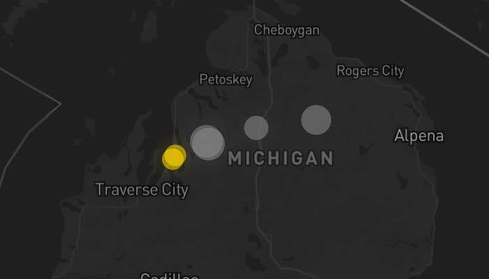 Storm map for 4 areas across Michigan