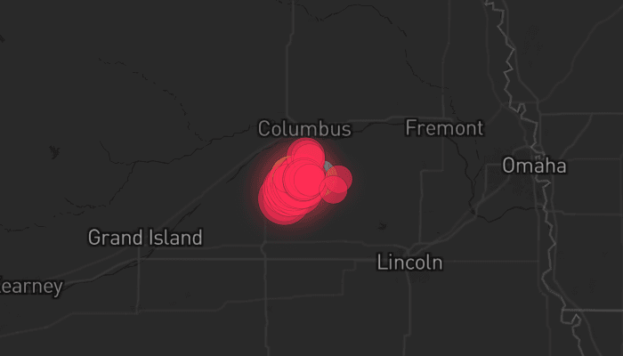 Storm map for 2 areas across Nebraska