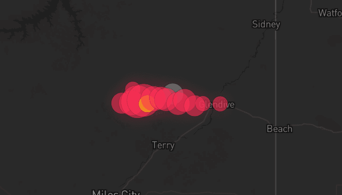 Storm map for the Dawson County, MT area