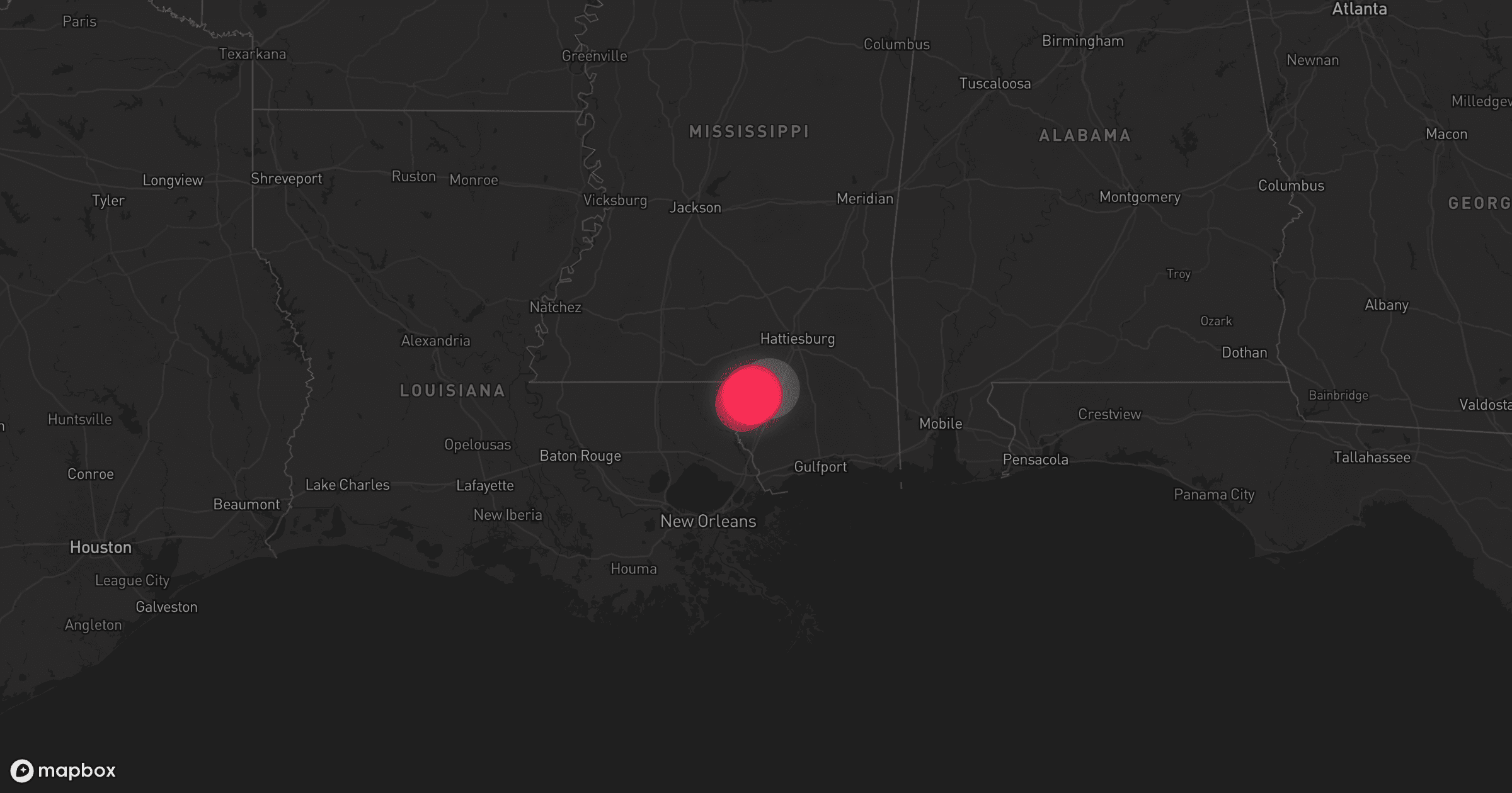 Storm map for the Pearl River County, MS area