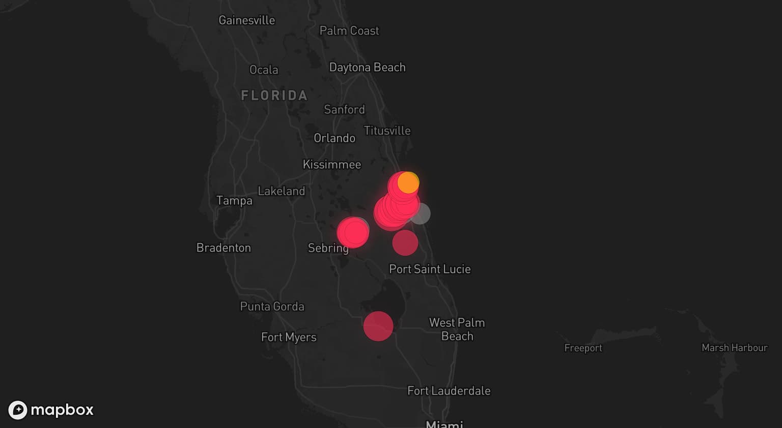 Storm map for 3 areas across Florida
