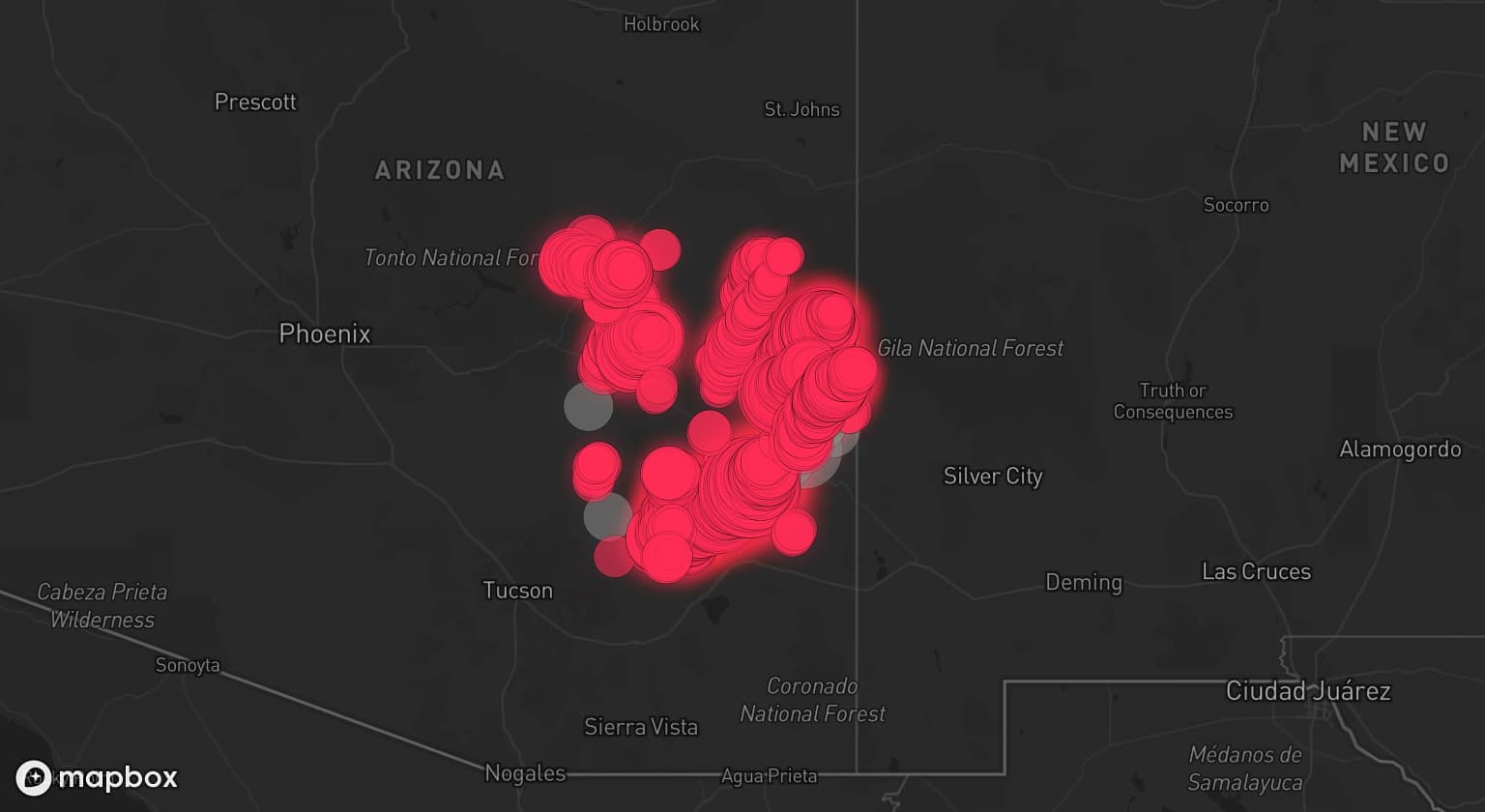 Storm map for 6 areas across Arizona