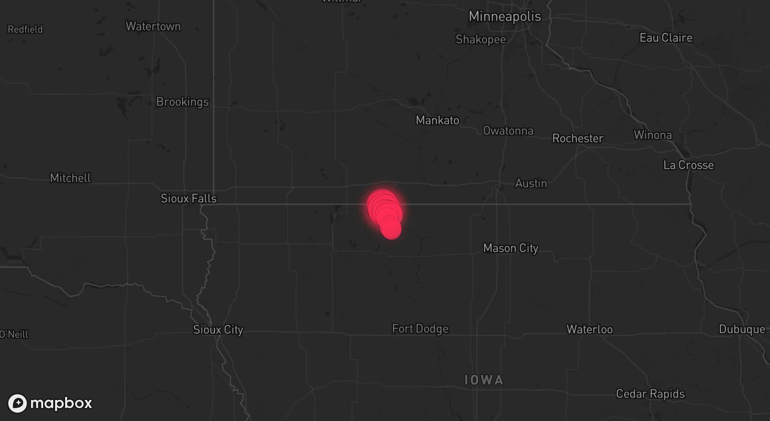 Storm map for the Emmet County, IA area