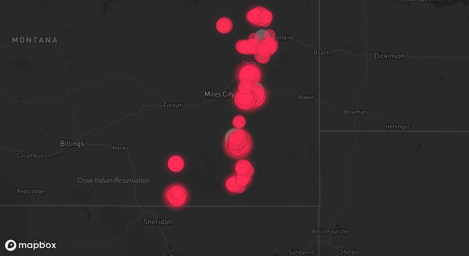 Storm map for 2 areas across Montana