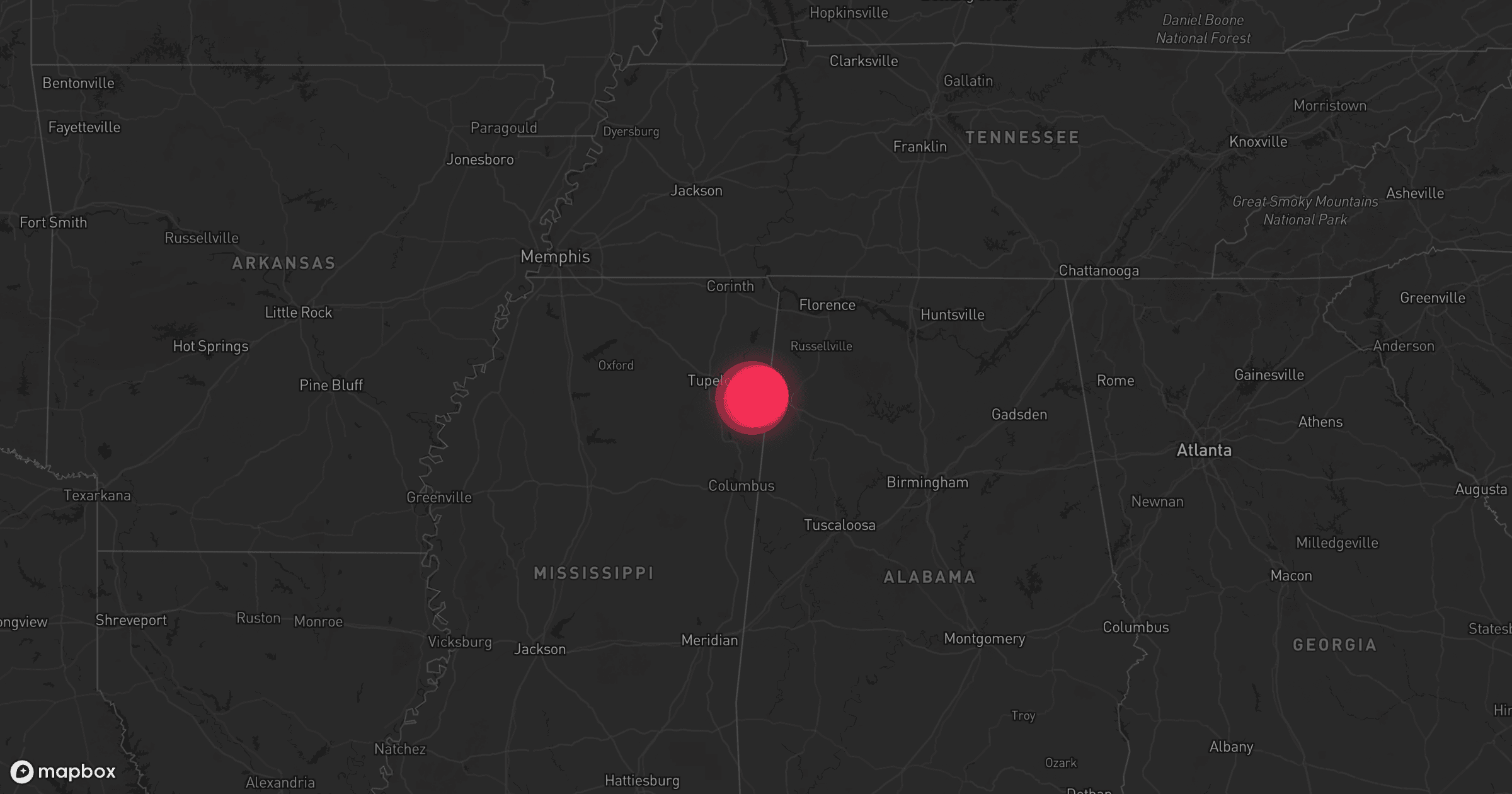 Storm map for the Itawamba County, MS area