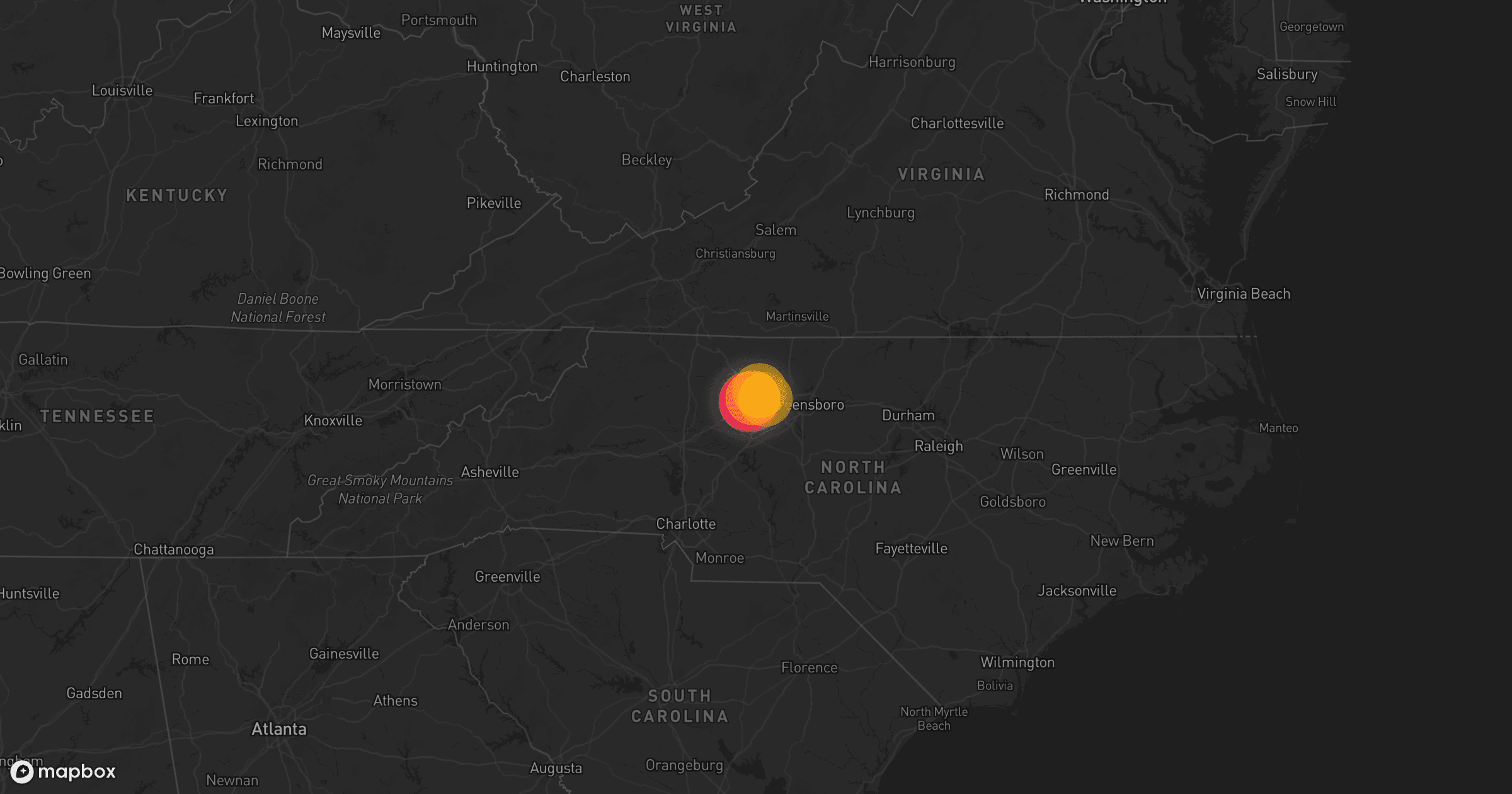 Storm map for the Forsyth County, NC area