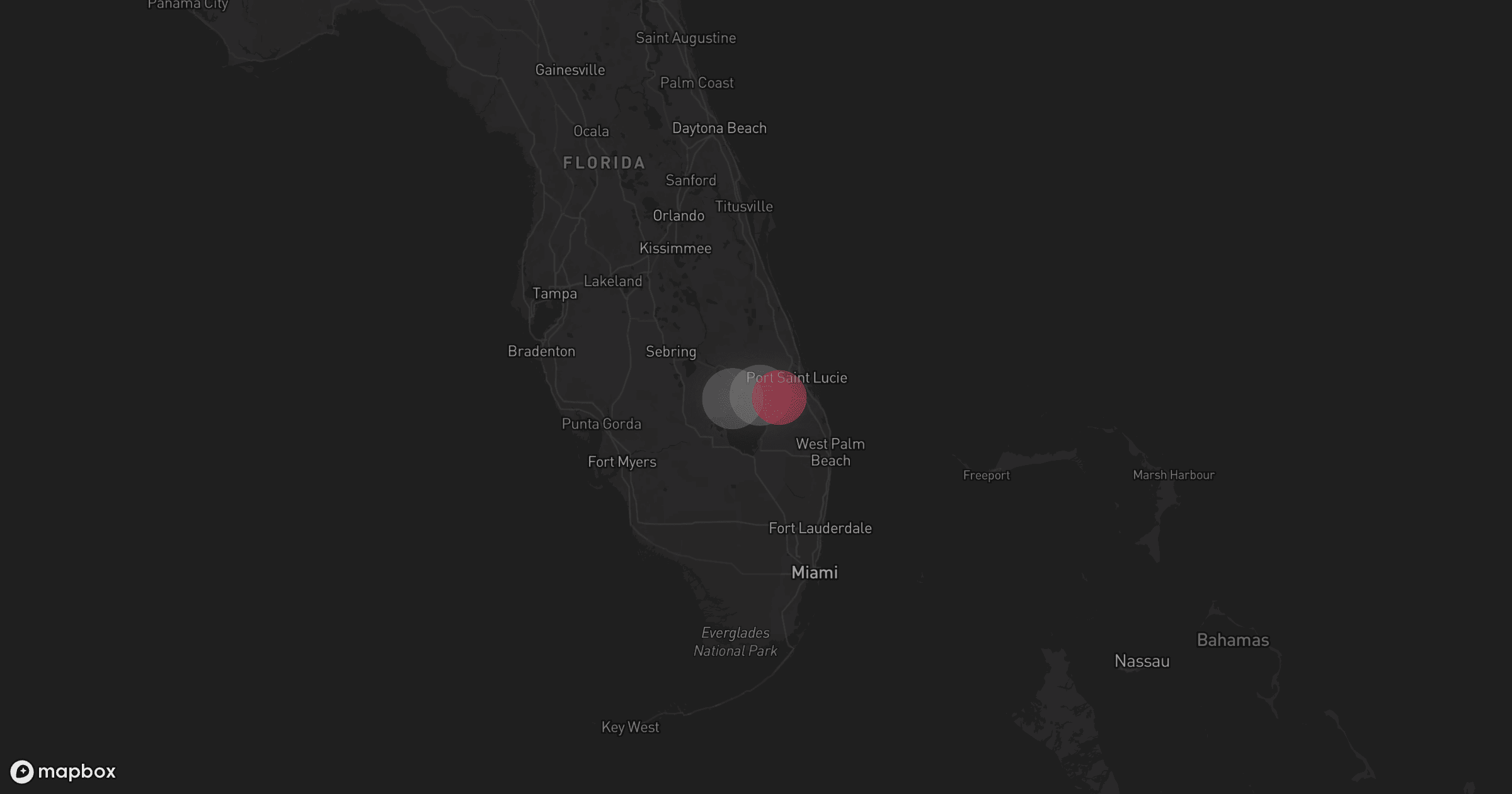 Storm map for the Glades County, FL area
