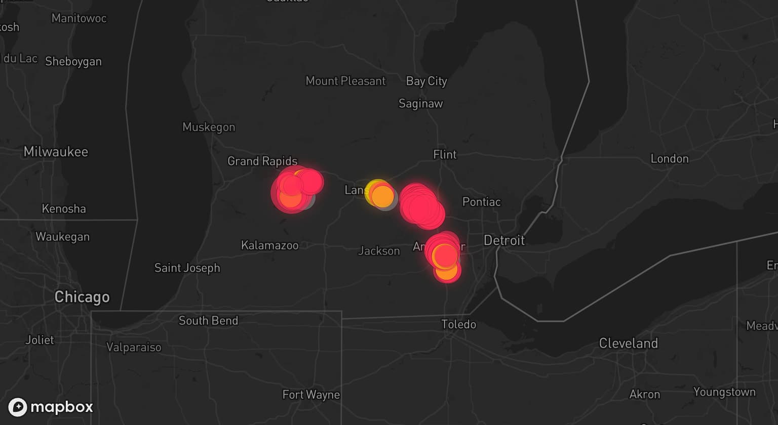 Storm map for 4 areas across Michigan