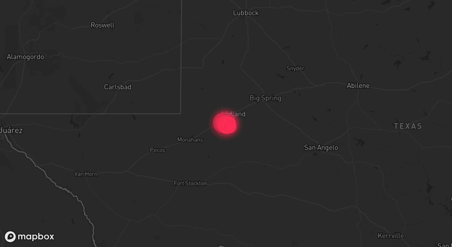 Storm map for the Midland County, TX area