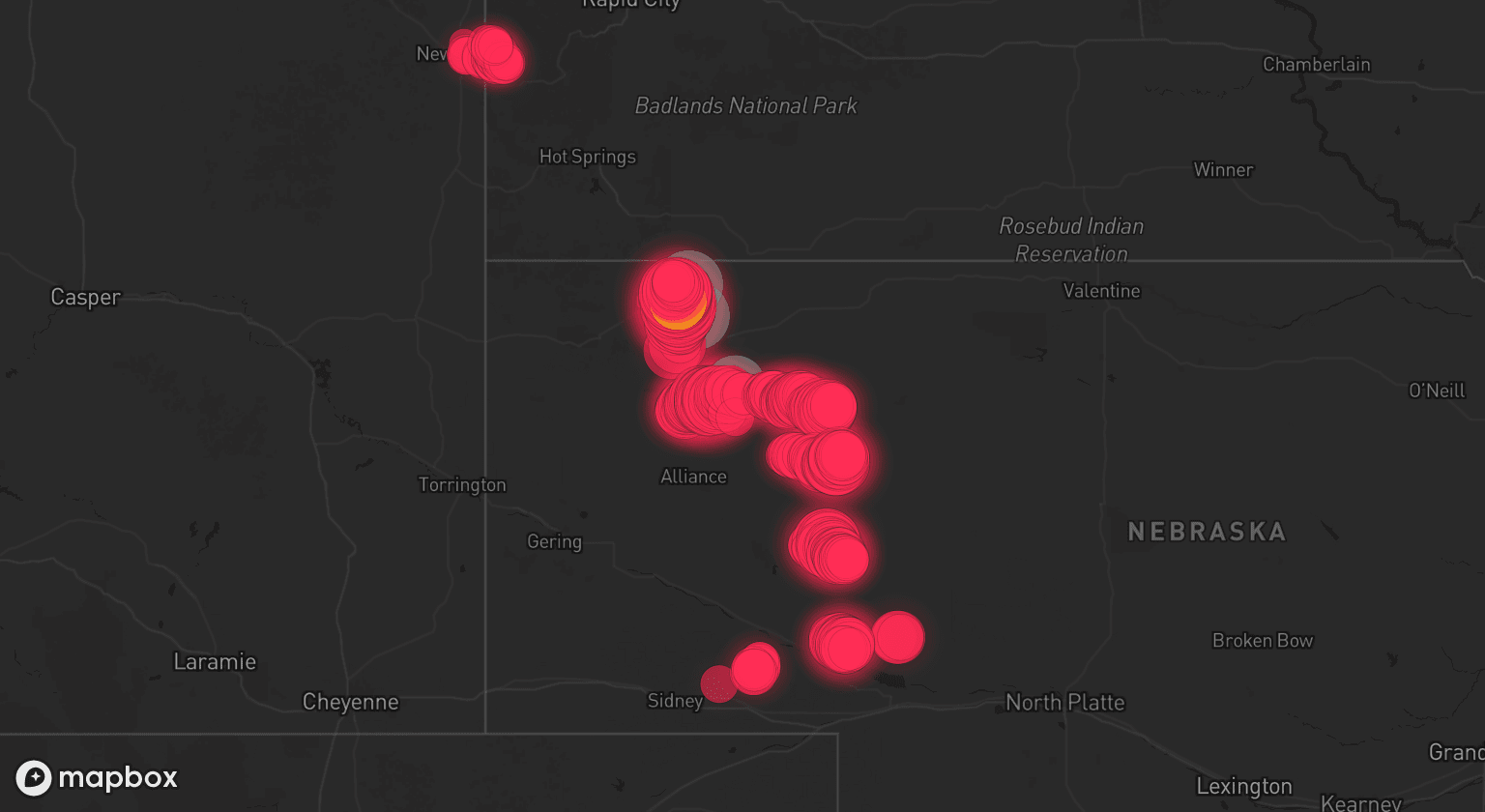 Storm map for 2 areas across Nebraska