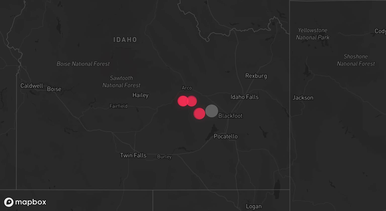 Storm map for the Bingham County, ID area