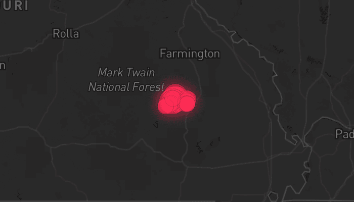 Storm map for the Iron County, MO area