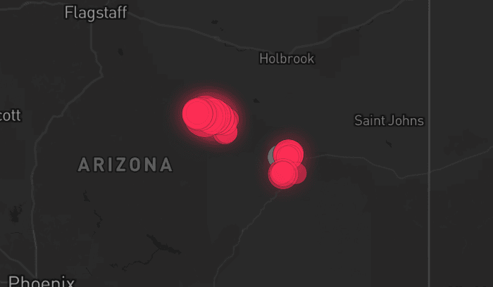 Storm map for 2 areas across Arizona