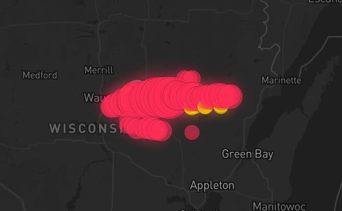 Storm map for 2 areas across Wisconsin