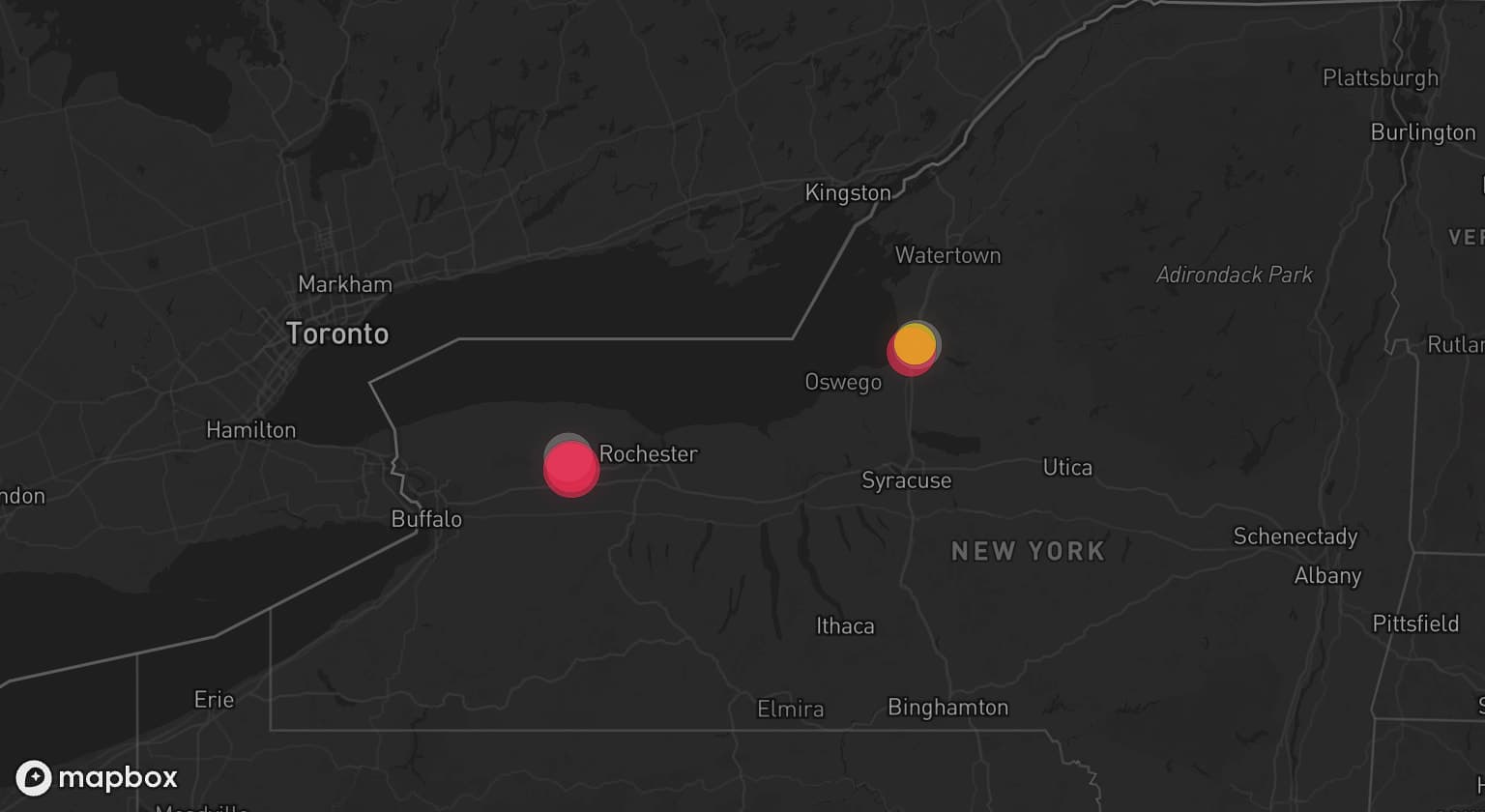 Storm map for 2 areas across New York