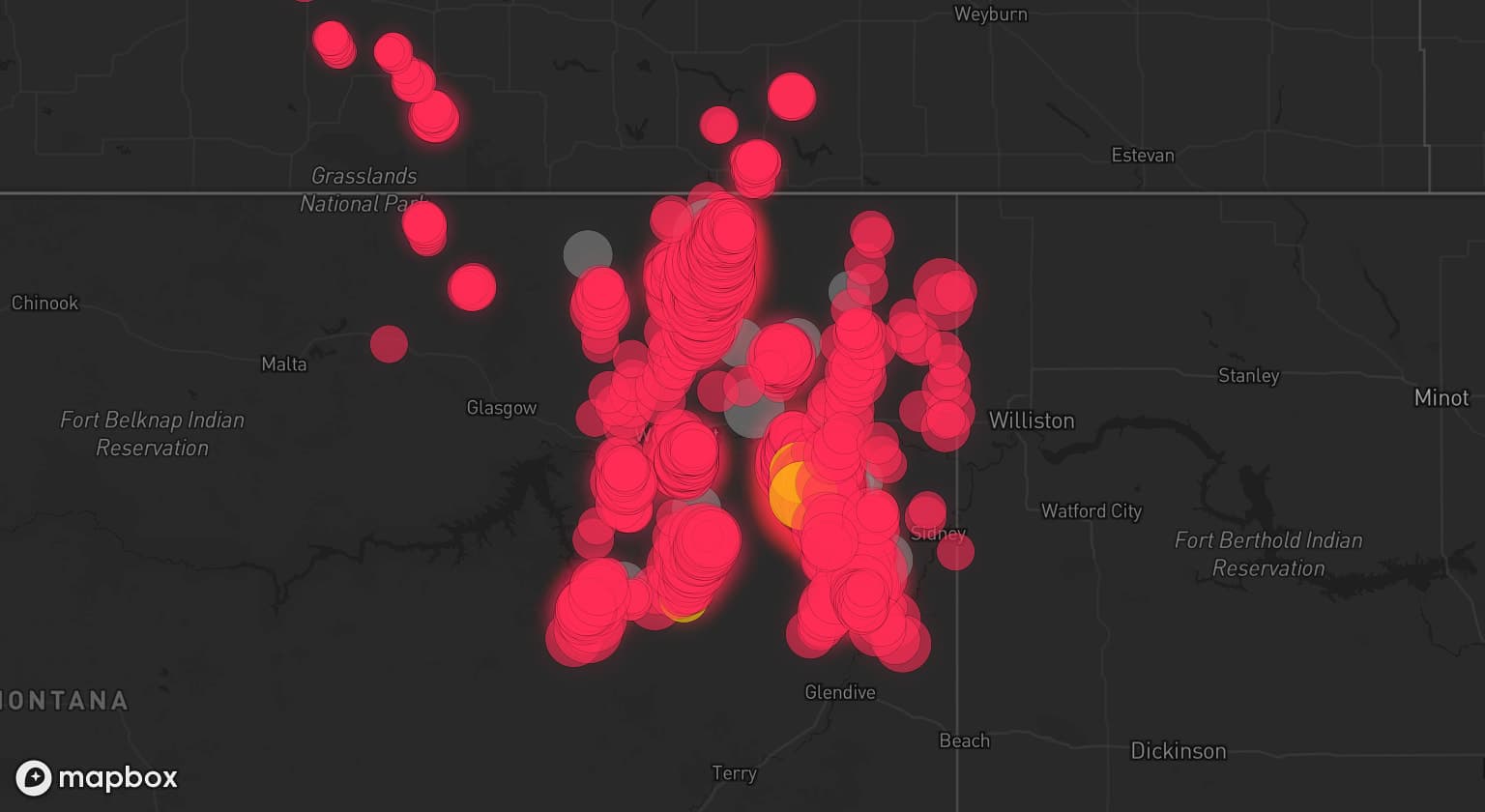 Storm map for 10 areas across Montana