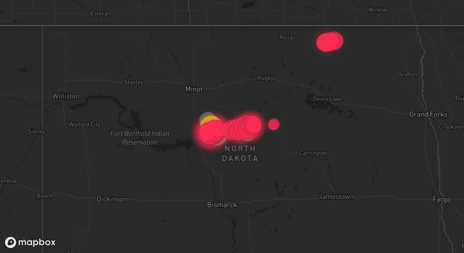 Storm map for 3 areas across North Dakota