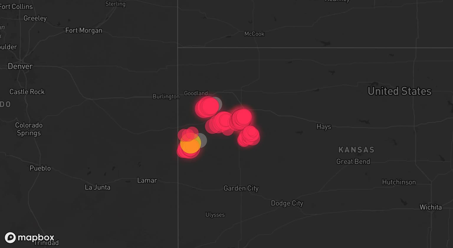 Storm map for 2 areas across Kansas
