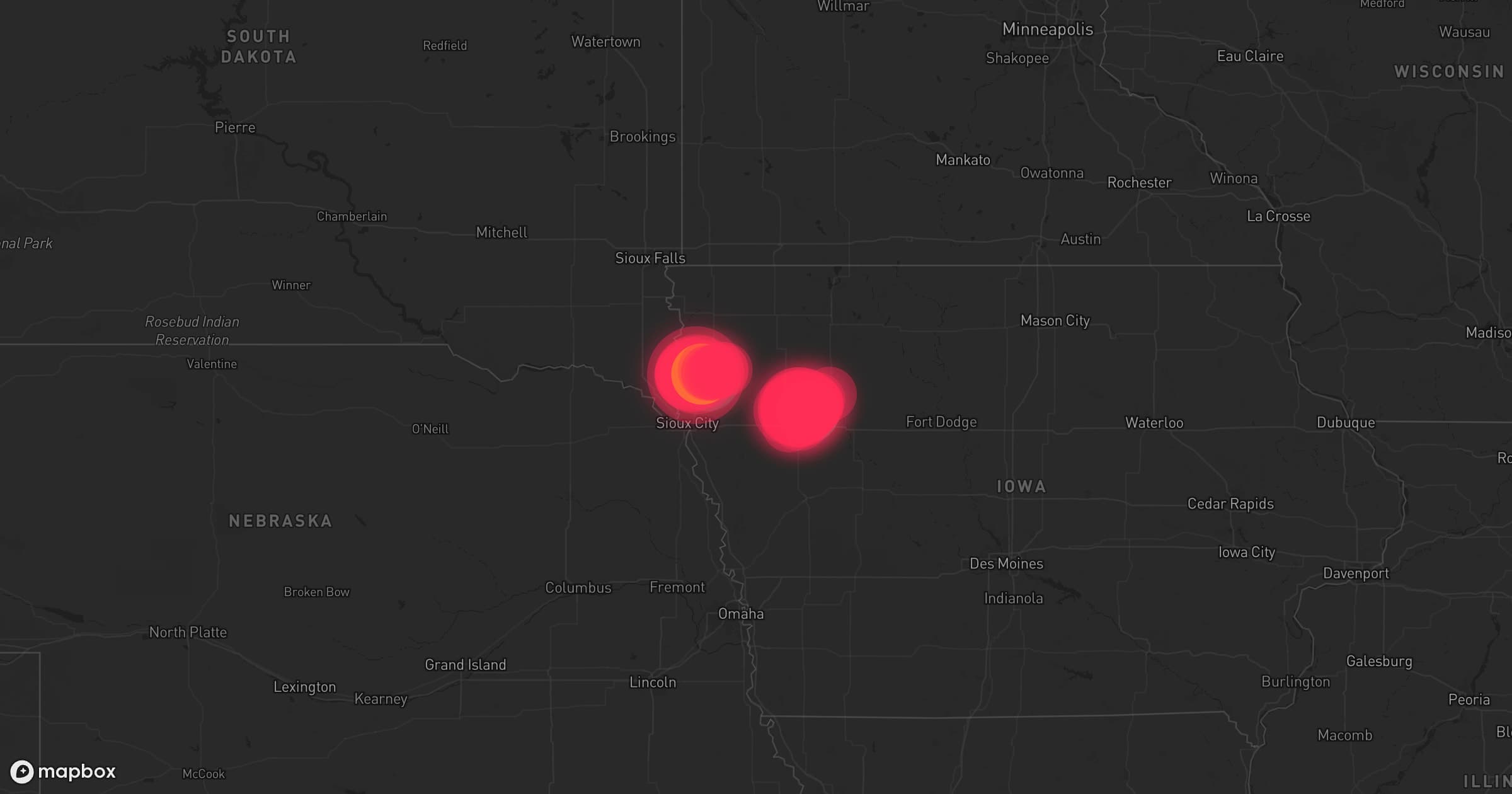 Storm map for 11 areas across Iowa