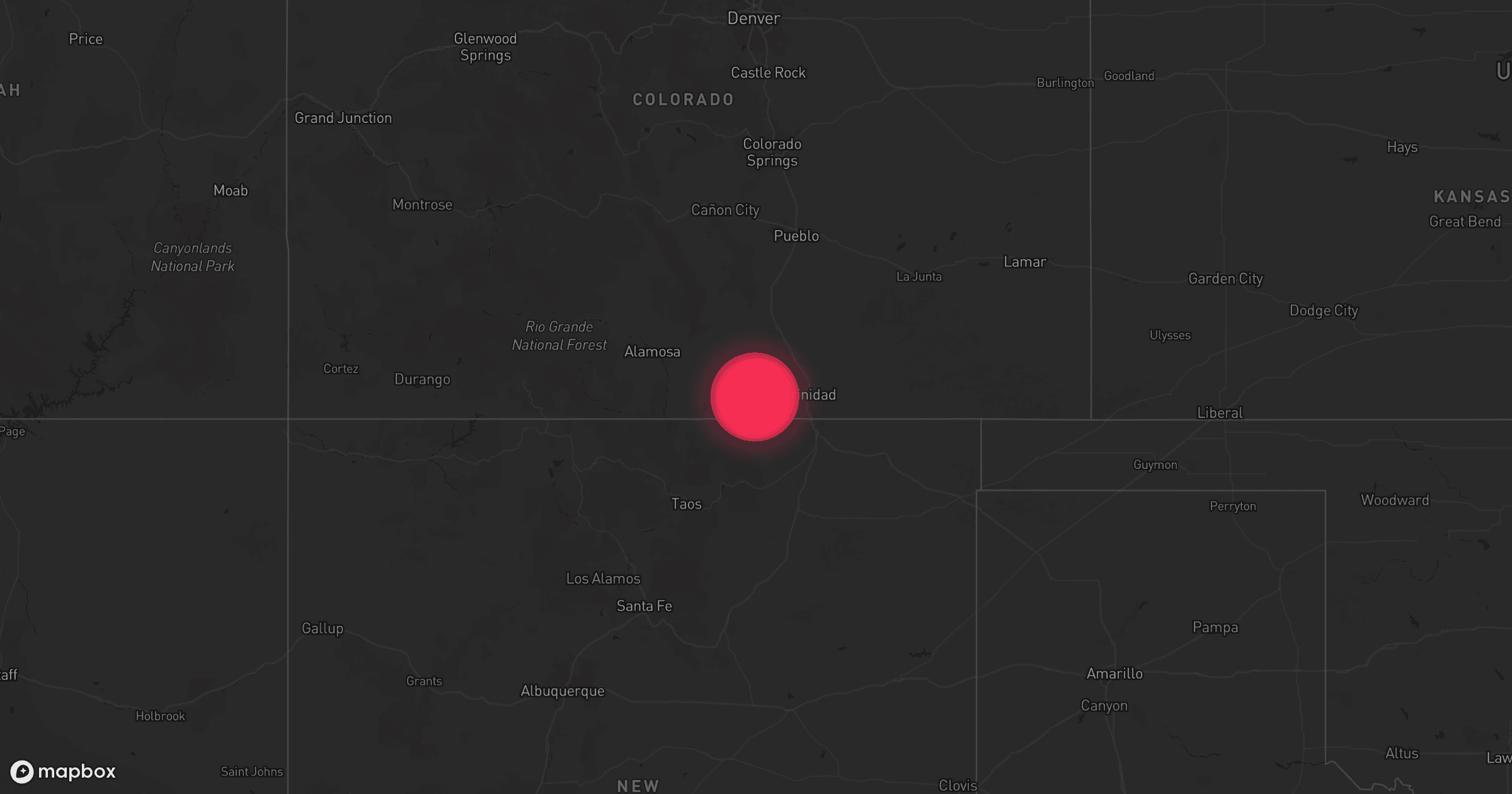 Storm map for 23 areas across New Mexico and Colorado
