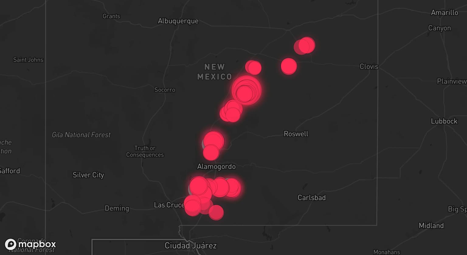 Storm map for 4 areas across New Mexico
