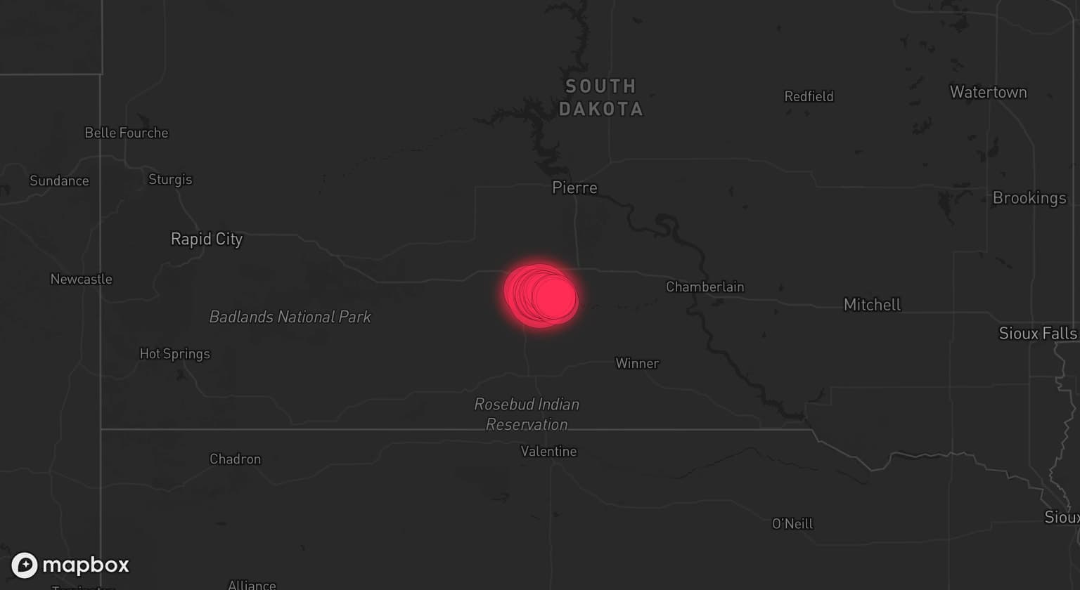 Storm map for the Mellette County, SD area