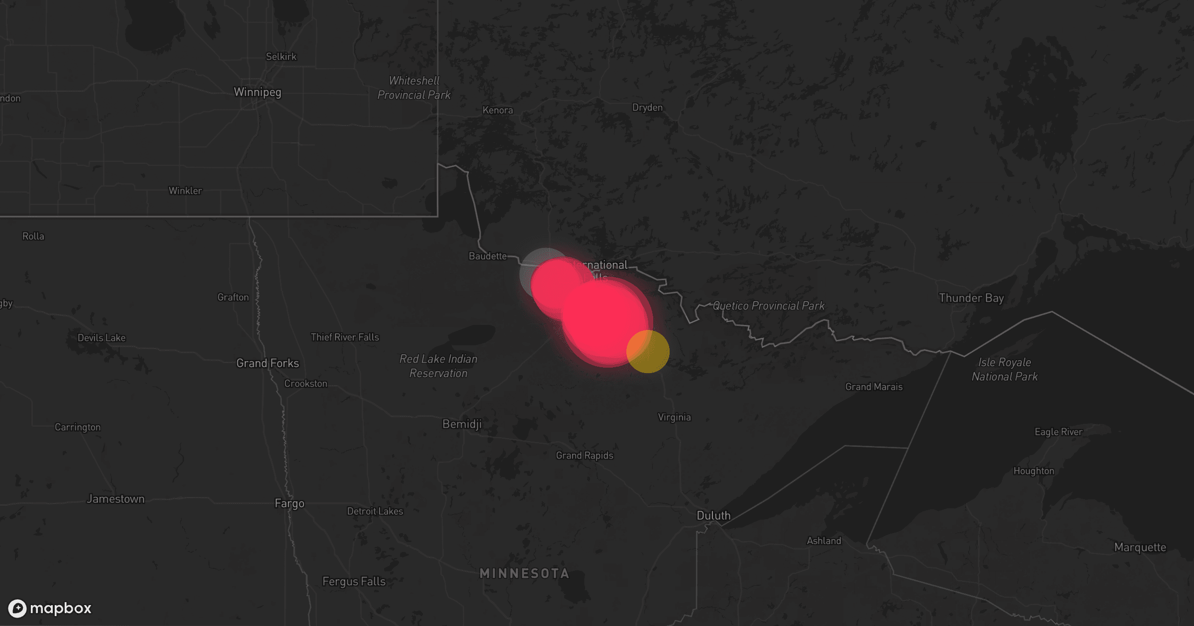 Storm map for 3 areas across Minnesota