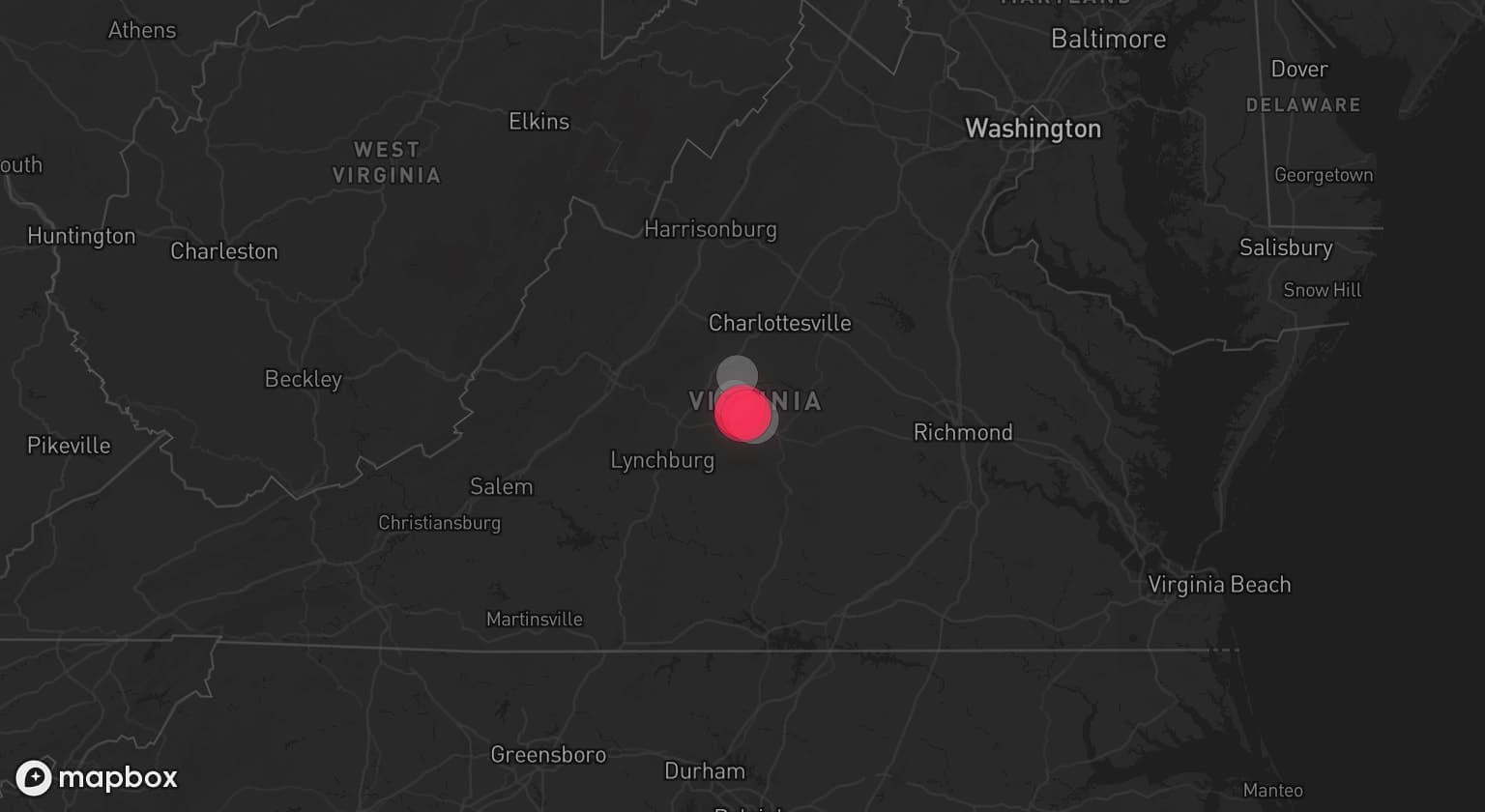 Storm map for 3 areas across Virginia