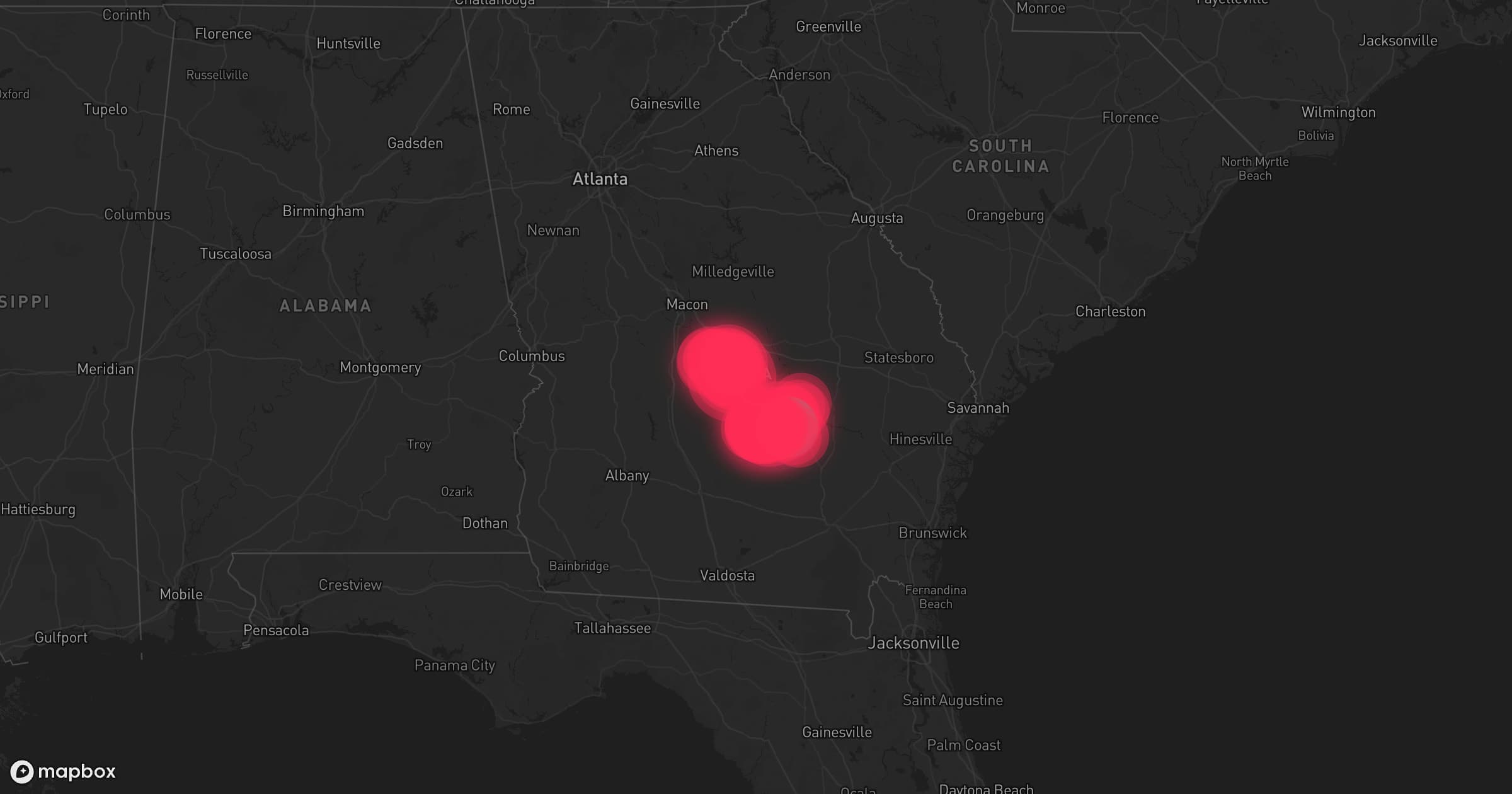 Storm map for 2 areas across Georgia