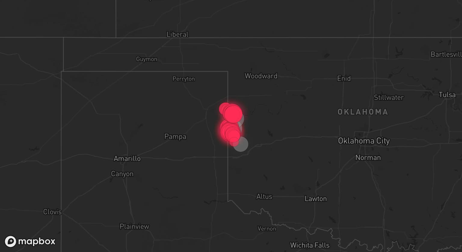 Storm map for 3 areas across Oklahoma