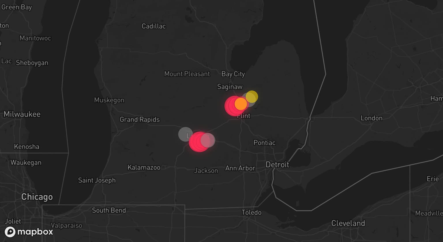 Storm map for 3 areas across Michigan