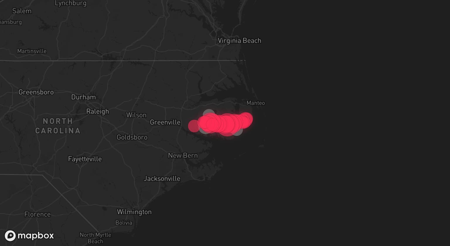 Storm map for 4 areas across North Carolina