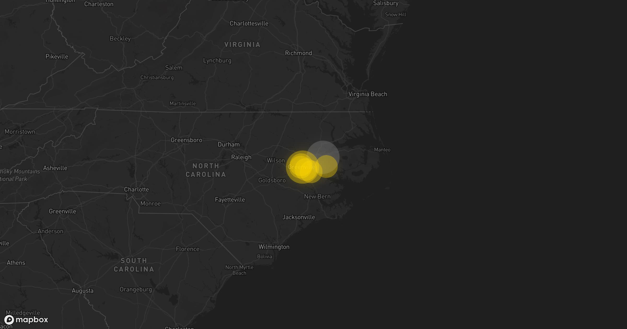 Storm map for the Greenville, NC area