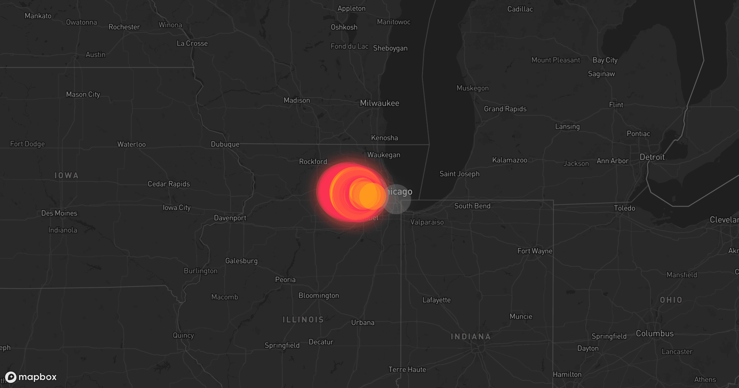 Storm map for 3 areas across Illinois
