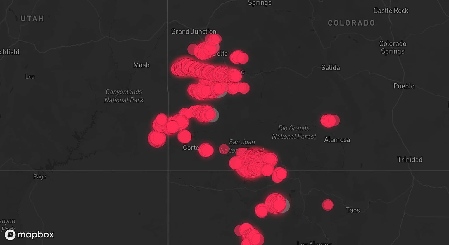 Storm map for 6 areas across Colorado and New Mexico