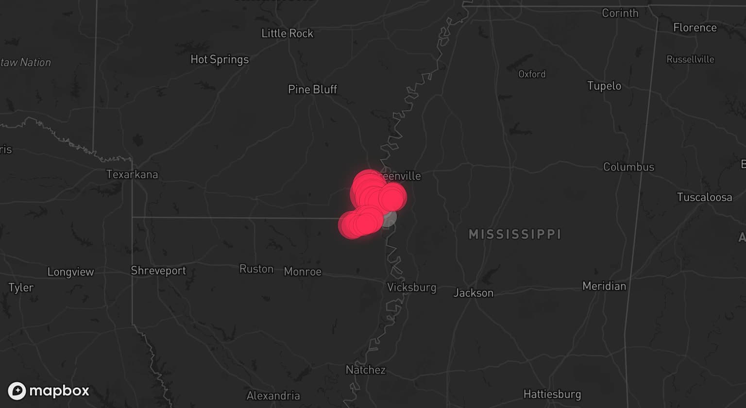 Storm map for 2 areas across Arkansas