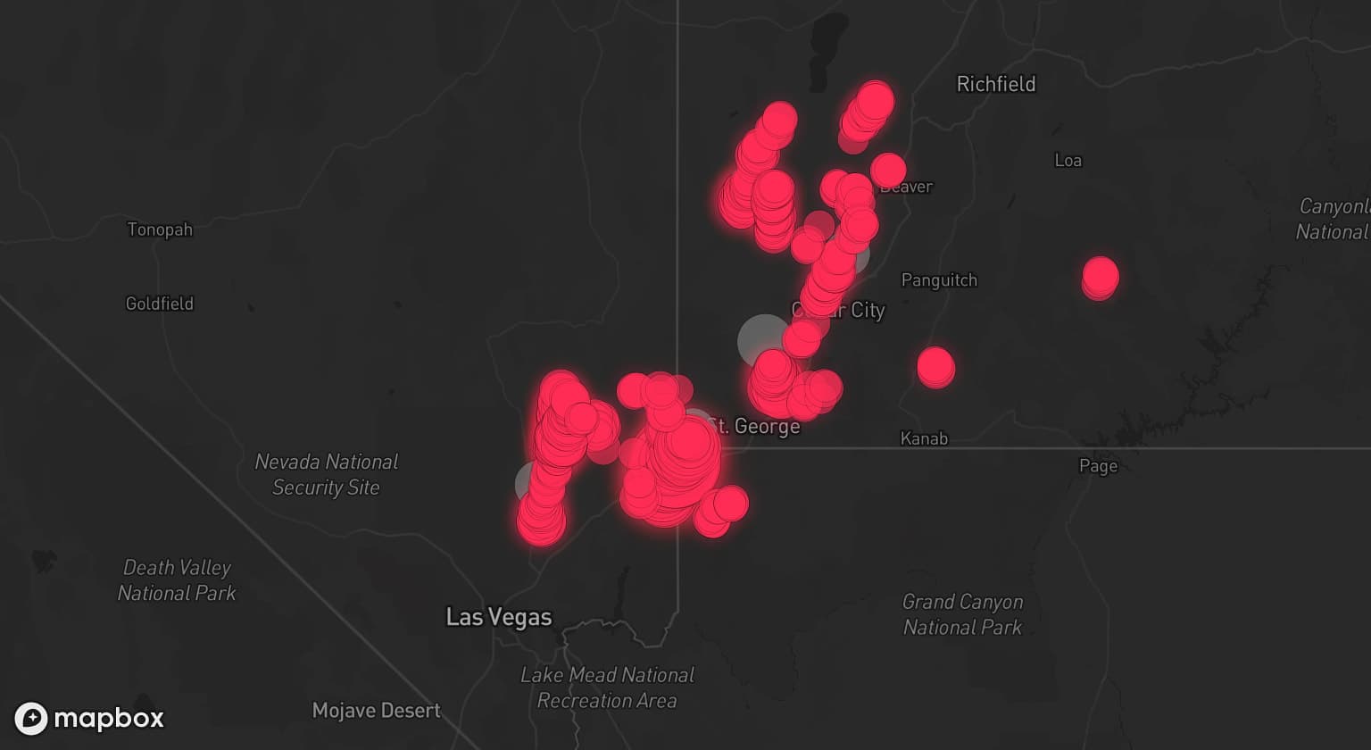 Storm map for 6 areas across Nevada and Utah