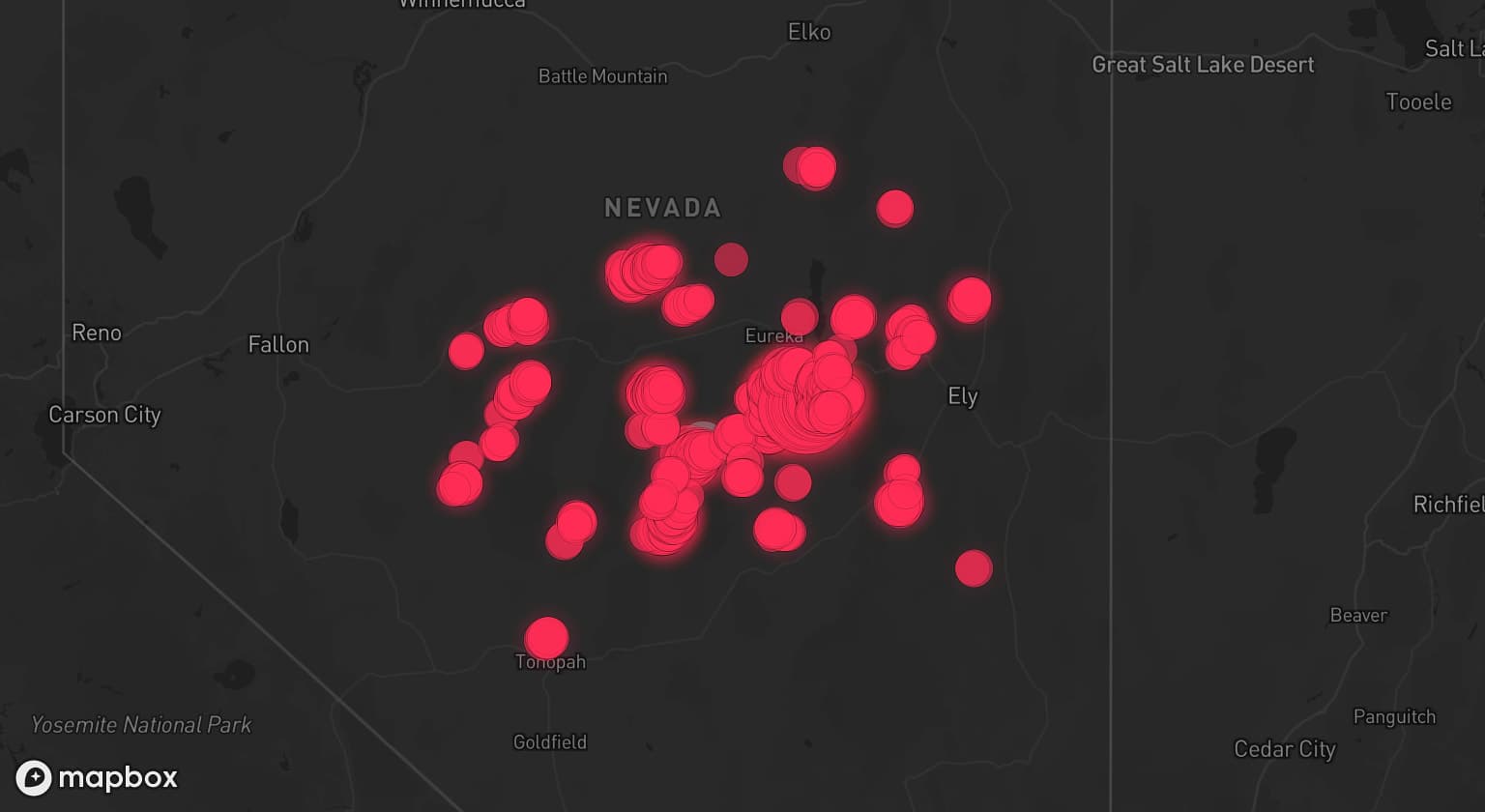 Storm map for 2 areas across Nevada