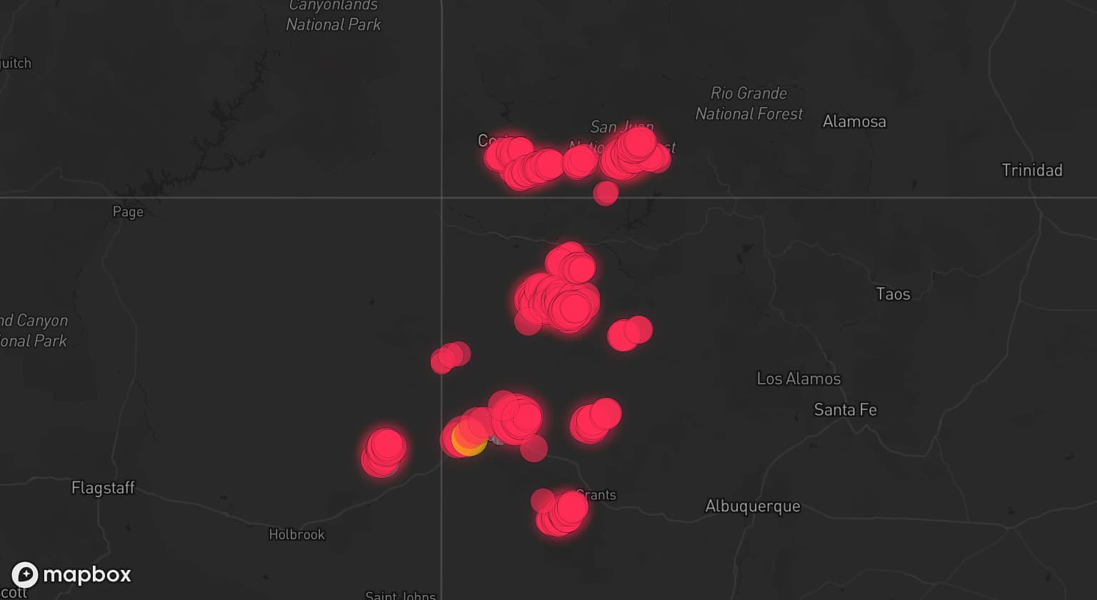 Storm map for 2 areas across Arizona and New Mexico