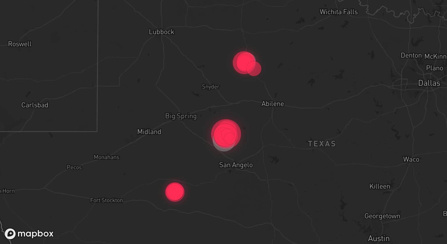 Storm map for 2 areas across Texas
